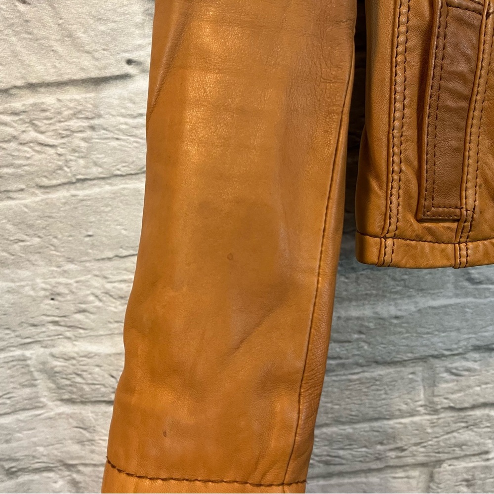 MICHAEL Michael Kors XS Brown Leather Short Moto Jacket -AS IS- - Picture 6 of 16